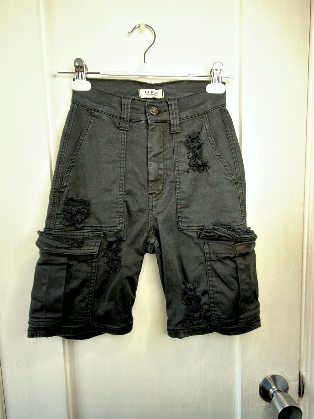 Aphrodite dark blue navy Distressed Cargo Shorts for women or unisex